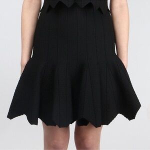 Jonathan Simkhai Pointelle Scallop Black Knew Length Skirt SIZE XS